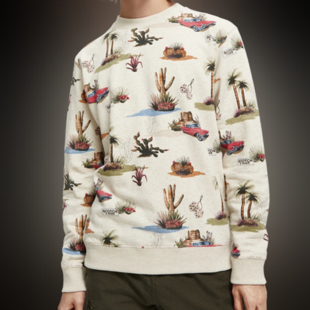 Scotch & Soda Crewneck Allover Printed Sweatshirt M